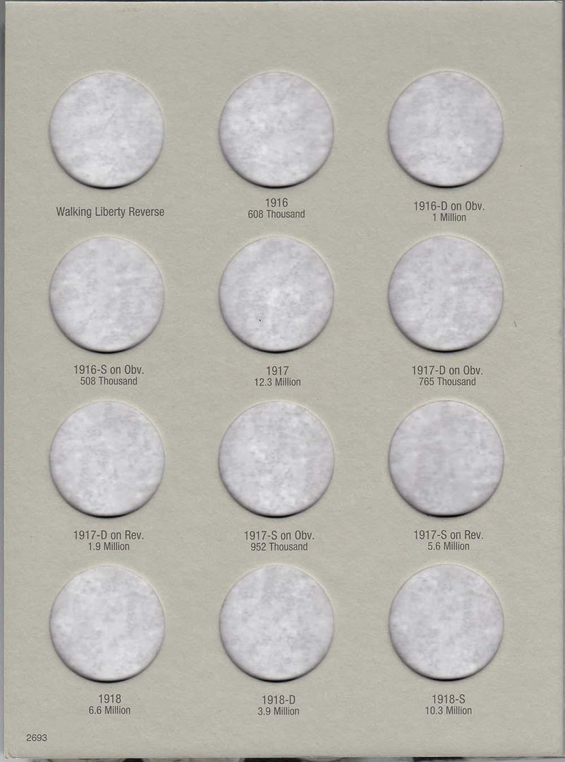 Harris Folder: Walking Liberty Half Dollars #1 1916-1936 #2693