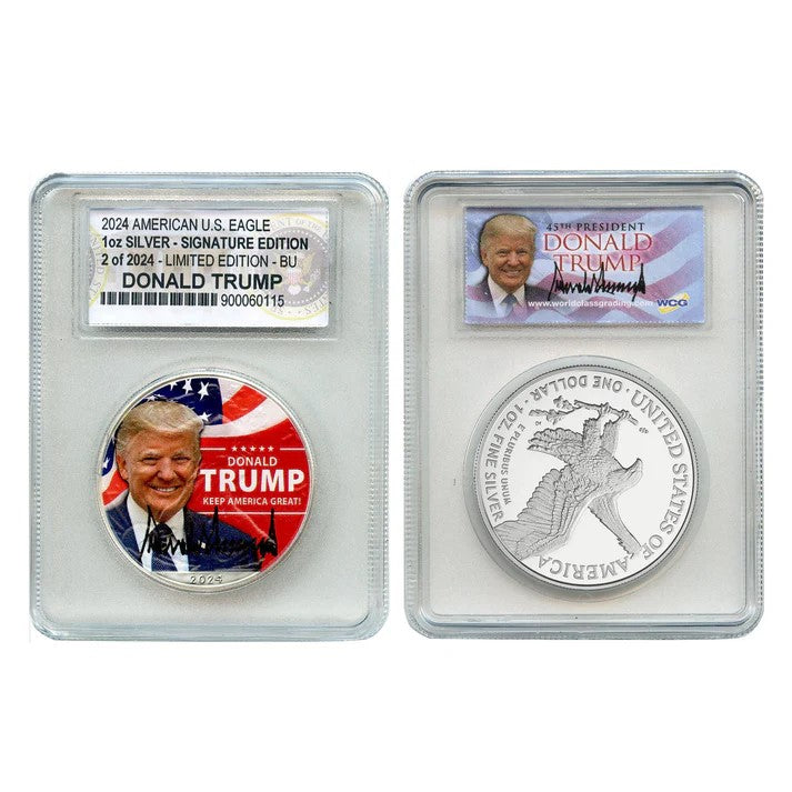 Trump 2024 Silver Eagle Slabbed – Signature Edition Numbered 1 to 2,024