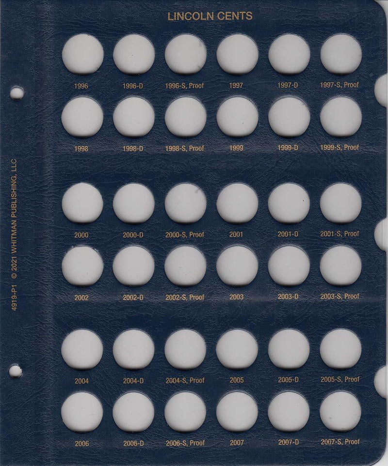 Whitman Albums: Lincoln Cents - Years: 1996-2024, P,D,S & W Mints,