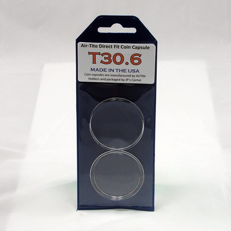 Air-Tite Direct Fit Coin Capsule T30.6 for U.S. Half Dollars in JP's Retail Packaging